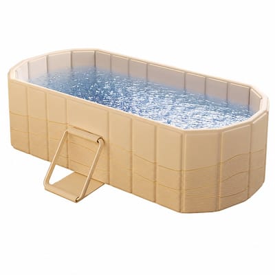 Velmio Opvouwbaar bad - Inklapbaar - Draagbaar Bad Voor Volwassenen - bath bucket - Warm en Koud - 1.5 Meter - Beige