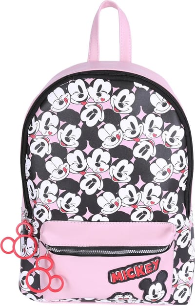 DISNEY Mickey Mouse Rugzak van eco-leer voor jongeren, ruime stadsrugzak 37x27x10 cm
