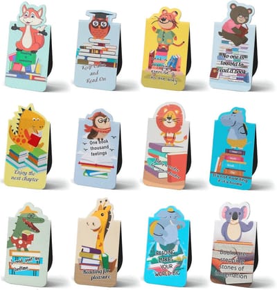 Thijox - 24 Stuks Magnetische Boekenleggers Dieren - Creatieve Bladwijzers met Magneet voor Kinderen, Studenten en Boekenliefhebbers - Duurzaam en Vei
