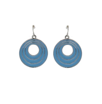 Behave - Oorbellen - Oorhangers - Blauw Rond Design - Retro Look - 3.5 cm
