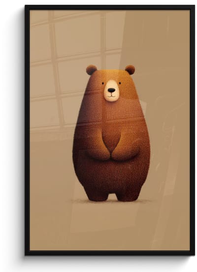 Poster in lijst - Fotolijst 80x120 cm - Posters - Beer - Minimalistisch - Bruin - Posterlijst zwart - Decoratie - Wanddecoratie woonkamer - Muurdecoratie slaapkamer