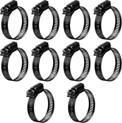 Zwarte Slangklemmen 21-38mm - 10 Stuks RVS Slangklemmen voor Tuinslangen, Gasbuizen en Meer