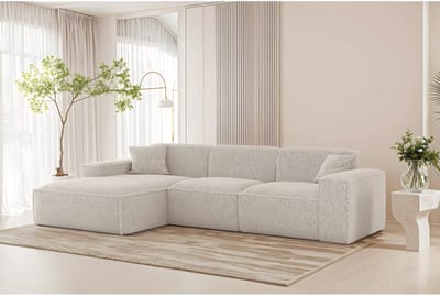 Hoekbank L-vorm Nolio XL – Luxe Chenille met 3D-Effect – 4-zits – 315x250 cm – greon – Bellavero