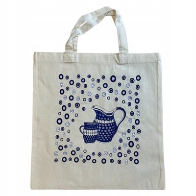 Merkloze Katoenen Shopper met Korte Handvatten - Bolesławiec Decoratie