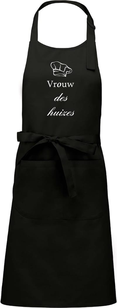 Mijncadeautje - Keukenschort - Vrouw des Huizes - zwart - katoen - polyester