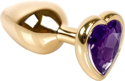 Cupitoys® Metalen buttplug - Goud - Diamant paars - Hartje - Small - Sex toys voor vrouwen - Sex toys voor mannen - Buttplugs