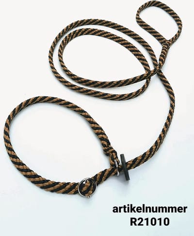 Abany quality design – 1,80 mtr beige, zwart - jachtlijn - dubbele stop - retrieverlijn - wandelhoofdstel - lijn leiband met halsband - sliplijn met stop – half slip - puppylijn - vanglijn - mantrailing - 1R21010NW - made in holland