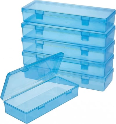 Set van 6 Lange Transparante Plastic Opbergdozen voor Diamant Schilderen, Schroeven en Sieraden - Handige Dozen met Deksel (15.5 x 6.5 x 3 cm)