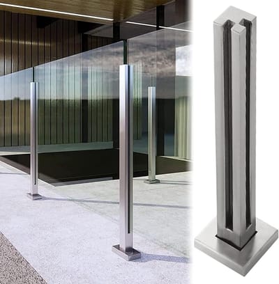 Glazen Balustrade Paal - Glazen Reling Paal Systeem - Balkon Afschermen - Roestvrij Staal 304 - 85 cm - Hoekpaal