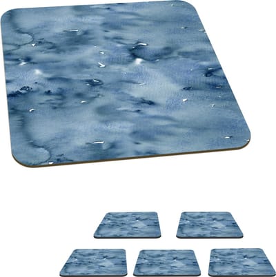 Onderzetters voor glazen - Waterverf - Patroon - Blauw - 10x10 cm - Glasonderzetters - 6 stuks