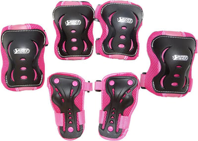 Beschermset voor Kinderen - Skateboard, Inlineskaten en Steps - Roterend met Roze en Zwarte Details