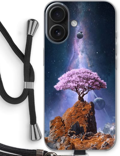 Case Company® - Hoesje met koord geschikt voor iPhone 16 hoesje met Koord - Ambition - Telefoonhoesje met Zwart Koord - Bescherming aan alle Kanten en Over de Schermrand