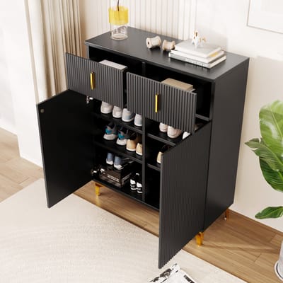STILVORA Dressoirs 82x35x101 cm – Industrieel Design Kast Met Veel Opbergruimte – Hout – Zwart