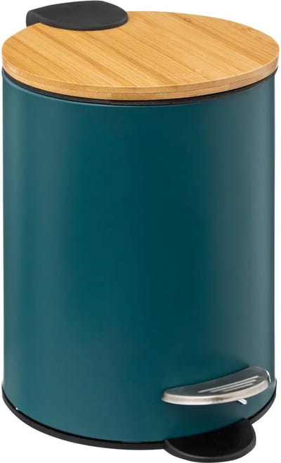5Five Pedaalemmer - softclose - 3L - petrolblauw - D17 x H24 cm - prullenbak voor badkamer