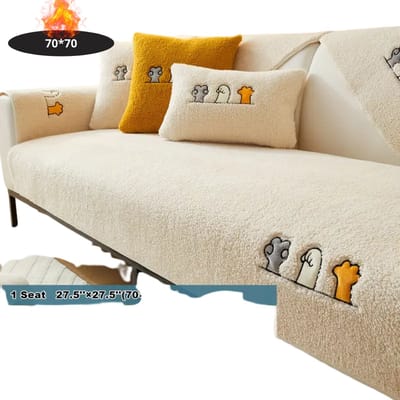 Livano Bankhoes - Bankbeschermer - Stretch - Sofa Cover - Pluche - Wit - Stoel 70x70