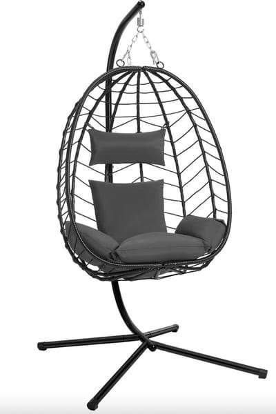 J&R Hangstoel - Stoel - Hangfauteuil - Lounge stoel - Zwevende stoel - Nest stoel - Hangstoel met standaard - Grijs