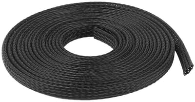 Dailygoods- Gevluchte Sleeving 12mm Diameter - Uitbreidbare Kabelmouw - Flexibele Kabelbescherming - Zwarte Kabelmantel - Geïsoleerde Draadwikkeling - Vlamvertragend Materiaal - Kabelmof