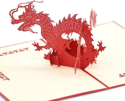3D Pop Up Gefeliciteerd Wenskaart voor de meeste Occastions, Driedimensionaal, De Chinese Draak
