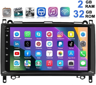 ESSGOO Autoradio - Geschikt voor Mercedes-Benz W169 W245 Sprinter W906 - Draadloze CarPlay & Andriod Auto - Android 15 2 + 32G - Bluetooth & Wifi FM RDS GPS-Navigatiesystem