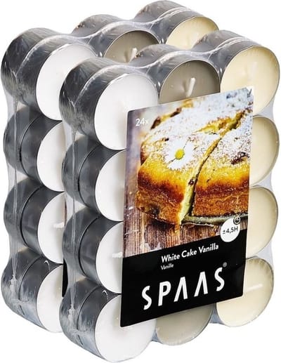 Spaas Geurtheelichtjes/waxinelichtjes - 48x - White Cake Vanilla - 4,5 branduren - geurkaarsen