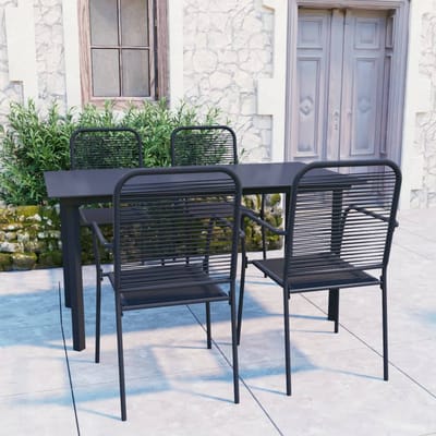 vidaXL - 5-delige - Tuinset - glas - en - staal - zwart