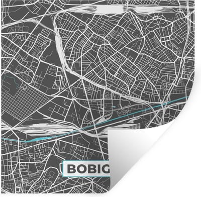 Muurstickers - Sticker Folie - Plattegrond – Bobigny – Stadskaart – Kaart – Frankrijk - 100x100 cm - Plakfolie - Muurstickers Kinderkamer - Zelfklevend Behang XXL - Zelfklevend behangpapier - Stickerfolie