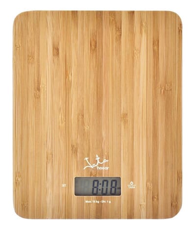 Jata 720 - Bamboe keukenweegschaal - weegt tot 15kg - met klok en timer