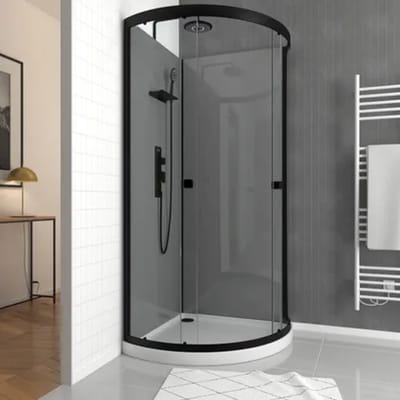 Aurlane Douchecabine Eclipse Grey - Kwartrond - 90x90x207,5cm - Grijs Zwart Mat
