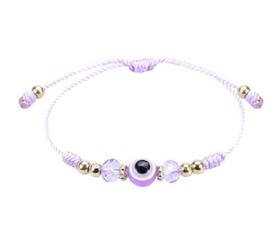 Geluksarmband - geluksbrenger - boze oog - evil eye - kabbalah - nazar - touw groot oog paars