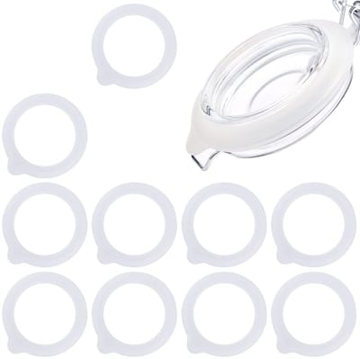 10 Stuks Vervangende Siliconen Dichtingen voor Glazen Potten - 9.5 cm Siliconen Gasket voor Mason Jars en Bewaarpotten (Wit)