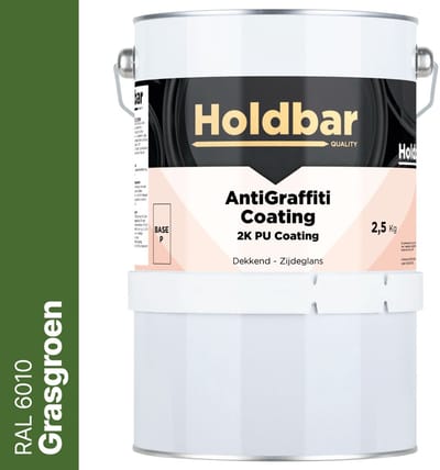 Holdbar Anti Graffiti Coating Grasgroen (RAL 6010) 2,5 Kg - Maakt Graffiti verwijderbaar - Graffiti Verwijderen - In Alle Kleuren - Voor Steen, Beton, Hout, Metaal en Tegels