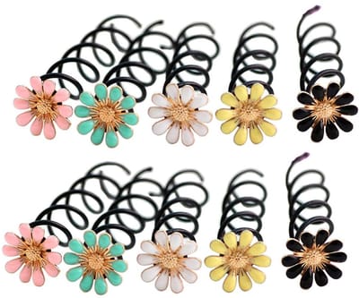 Dailygoody - Haarspelden - Kleurige Bloem Spiraal Haaraccessoires - 10 Stuks - Perfect voor Haarknot - Vrouwen en Meisjes