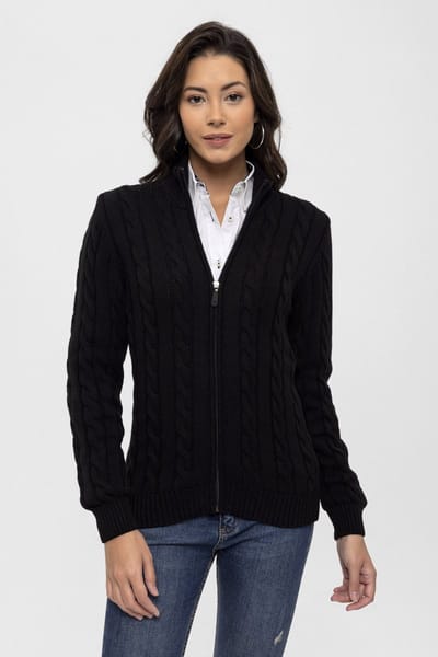Felix Hardy Kabelgebreid Vest - Cardigan - 100% Katoen Dames Zwart - M