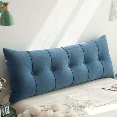 Blauw hoofdkussen - Leeskussen rugsteun - Ontspannen in bed - Wasbare hoes - 80 x 55 cm - Blauw