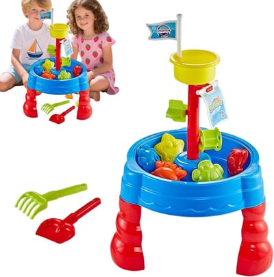 Zand en Watertafel - Buitenspeelgoed Sensorisch - Educatief Spel - Verstelbare Verdelers - 63x58x38cm