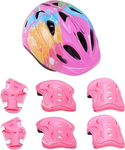 Kinder Beschermingsset - Valbescherming - Buiten Sporten - 7-delige set - 3-12 jaar - Roze