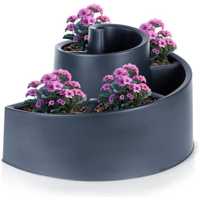 Zwarte spiraalvormige plastic tuinbloemenstandaard 53x43,5x32,5 cm