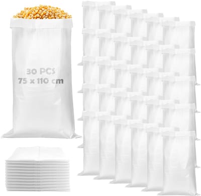 Dailygoods- Weefselzakken 30 stuks - PP-weefselzakken 50 kg - Zandzakken om te vullen - Aardappelzakken - Diervoer/Granen - Herbruikbaar en gemakkelijk te reinigen - Opslagzakken