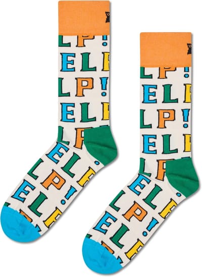 Happy Socks The Beatles Help! Sock - unisex sokken - wit - Unisex - Maat: 41 - 46