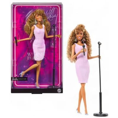 Barbie Signature Whitney Houston Verzamelpop - Gekleed in de Iconische Jurk uit haar Muziekvideo - Inclusief Microfoonaccessoire