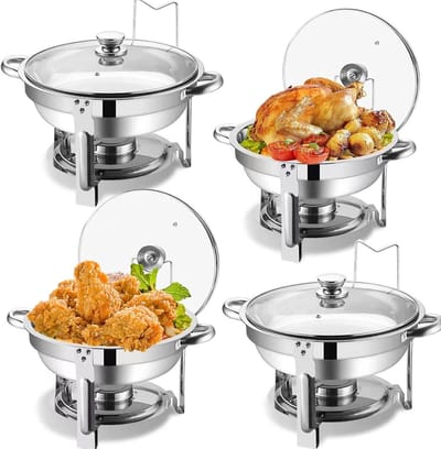 Buffet Set - Warmhoudbak Set - Feesten en Catering - Voedsel Veilig Staal - 5 Liter Capaciteit - Zilver