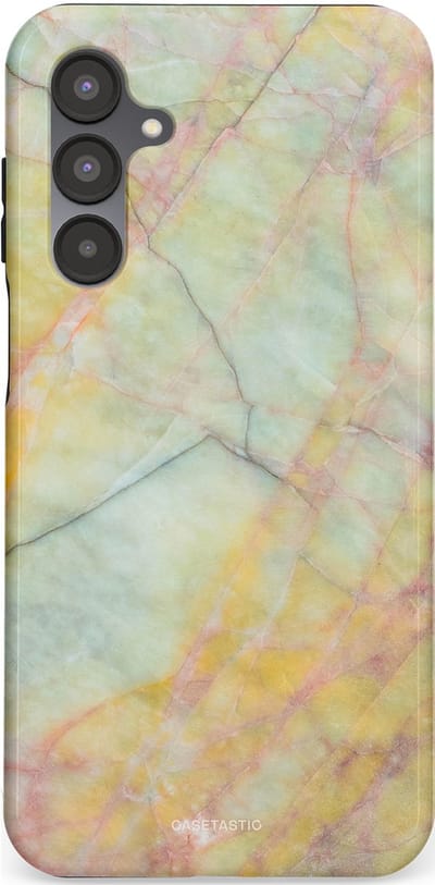 Casetastic hoesje geschikt voor Samsung Galaxy A16 - Dubbellaagse bescherming - Zomer Marmer - Fashion Case - Mintgroen Geel