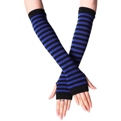 Schattige Half-vingerhandschoenen met Blootgestelde Vingers in Herfst en Winter Modieuze Strepen en Veelzijdige Leer- en Kantoorreis Trend black