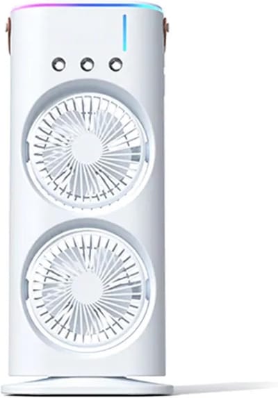 Ventilateur brumisateur personnel à double extrémité, ventilateur humidificateur avec lumière LED, refroidisseur d'air personnel pour voyage, camping, chambre, maison