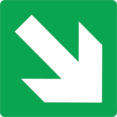 Vluchtroute rechtsonder sticker 150x150 mm - vinyl - ISO 7010 E006