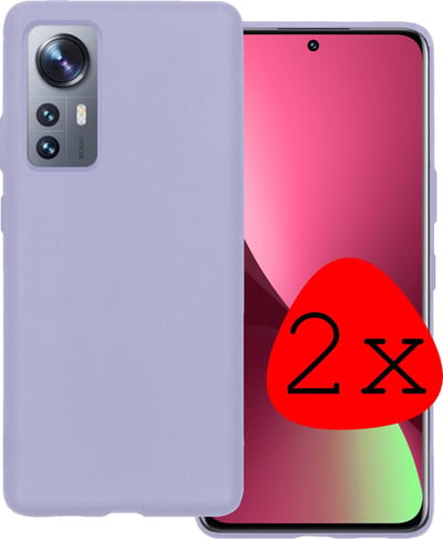 Hoesje 2 Stuks - Geschikt voor Xiaomi 12 Pro - Sterk & Shockproof - Case Siliconen - Back Cover - Telefoon Hoes - Lila