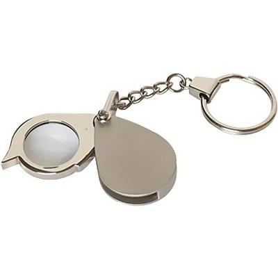 Loupe de poche pliable portable avec porte-clés métallique pour bijoux - Lentille d'oculaire grossissant non chargée pour la lecture et l'inspection