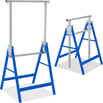 NAIZY telescopische steiger 80-130cm in hoogte verstelbare ondersteuning schragen set van 2 metalen werkbank steiger schraag vouwen werkschragen stabiele basisframe draagvermogen tot 200KG vouwen schragen set