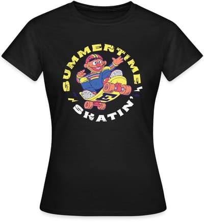 Sesamstraat Ernie Zomer Tijd Skaten T-Shirt Dames