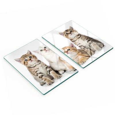 Multifunctionele decoratieve glazen borden met bedrukte kleine katjes 2x40x52 cm